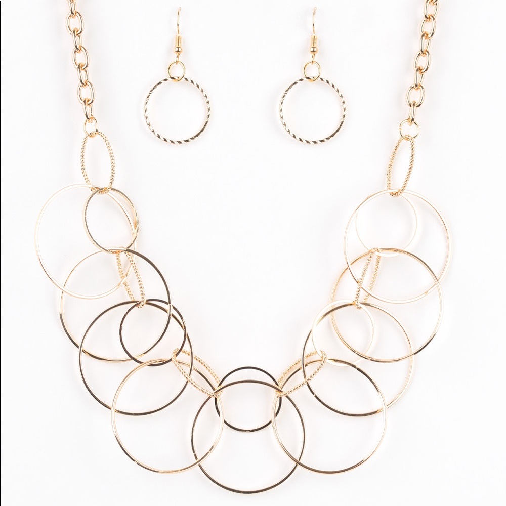Gold Necklace and Earring Set